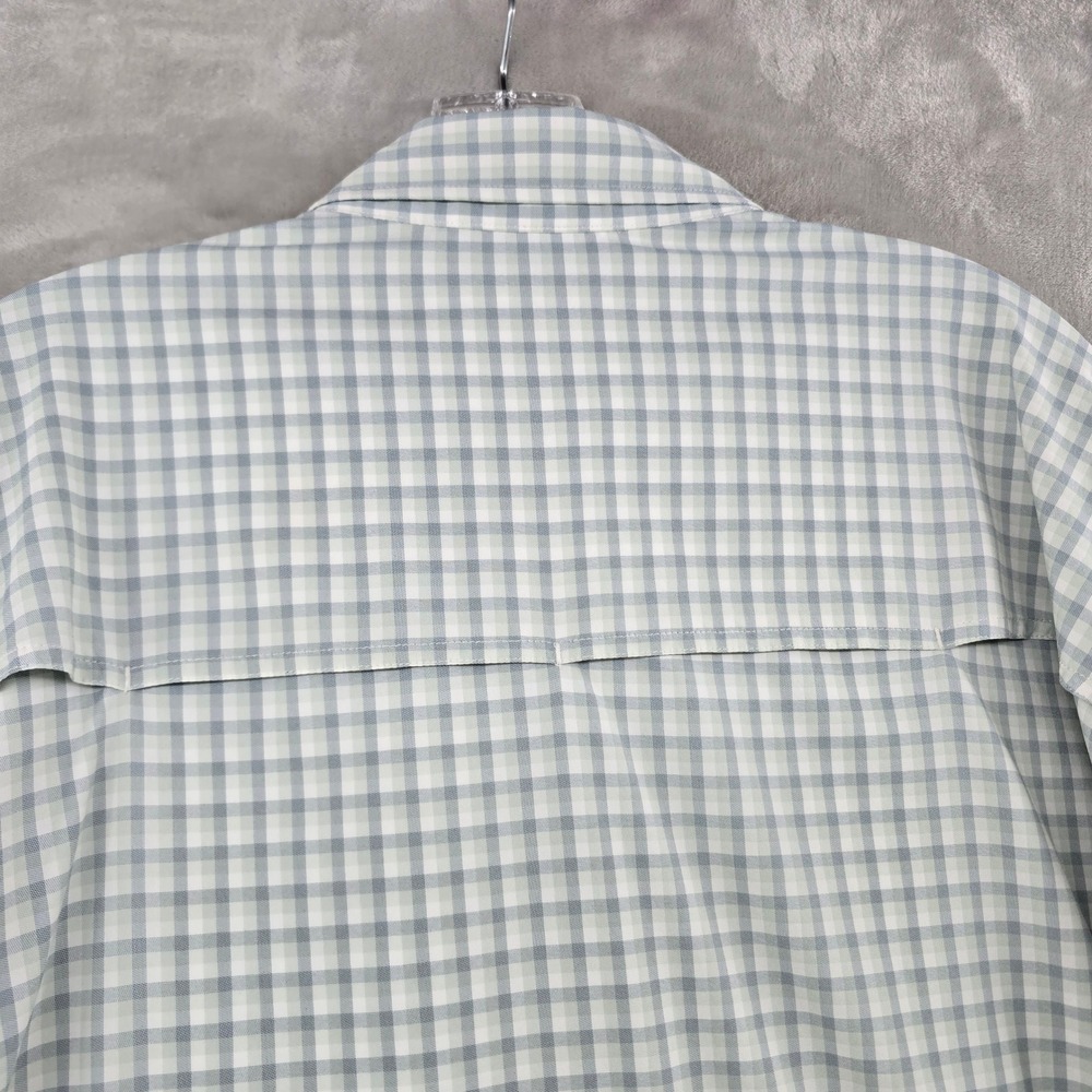Poncho Fishing Shirt Mens XXL Green White Gingham Plaid Magnetic Pockets Vented - Picture 7 of 8